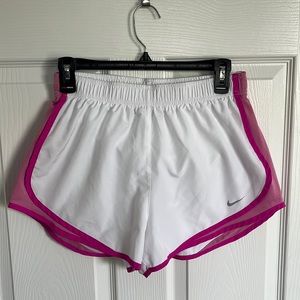 White and Pink Nike Tempo Running Shorts, Medium